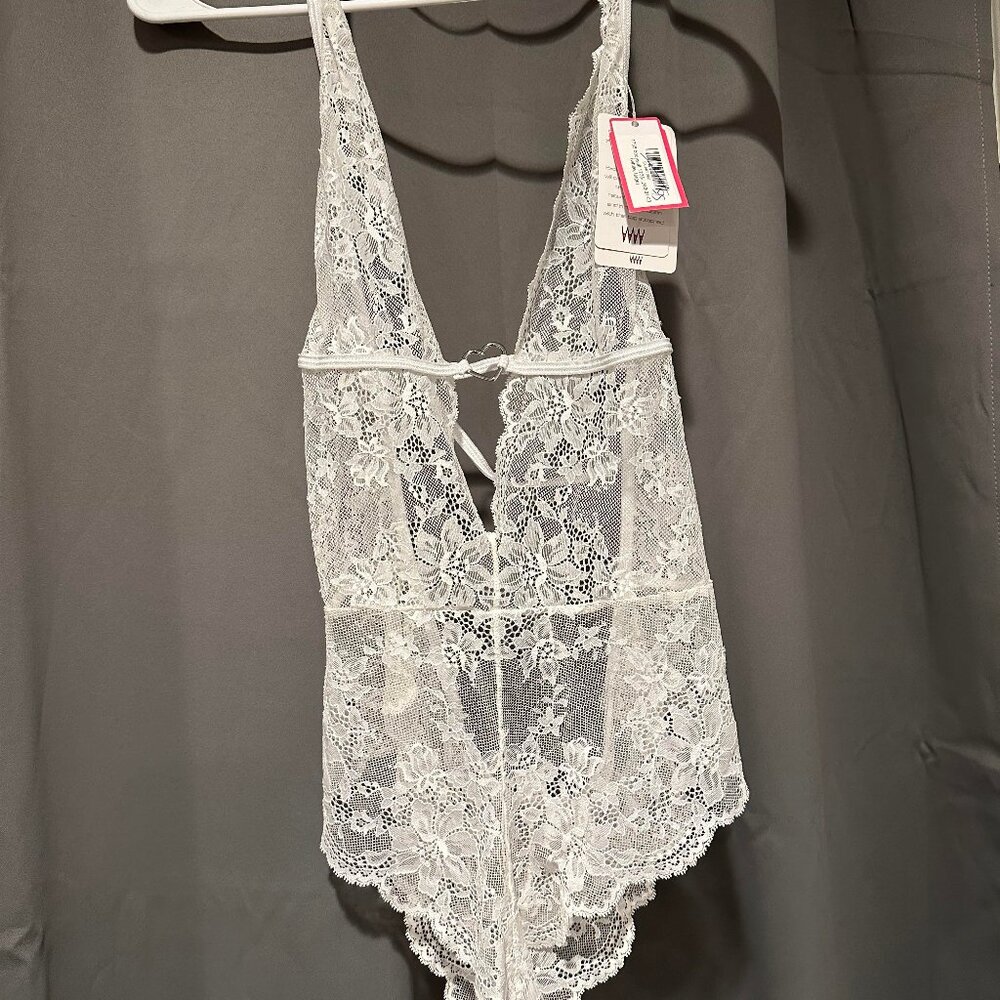 NWT Wicked Weasel Devotion Lace 1735 Bodysuit White Large